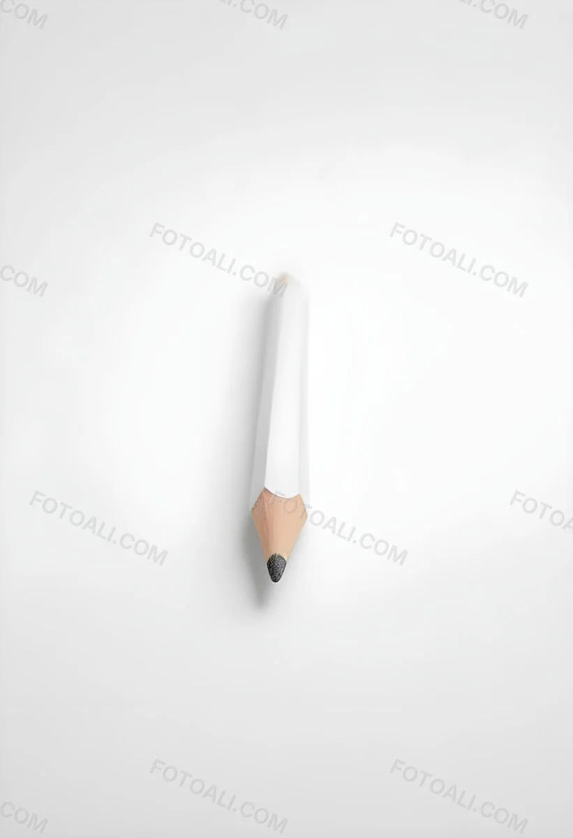 A Single White Pencil On A Plain White Background 11 Cc29