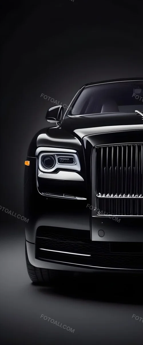A Sleek Dark Colored Luxury Sedan With A Prominent Grille Featuring The Rolls Royce Logo Illuminated Headlights And A Minimalist Elegant Design 14 0cfc