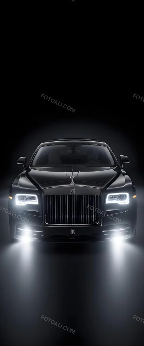 A Sleek Dark Colored Luxury Sedan With A Prominent Grille Featuring The Rolls Royce Logo Illuminated Headlights And A Minimalist Elegant Design 17 Bbb2