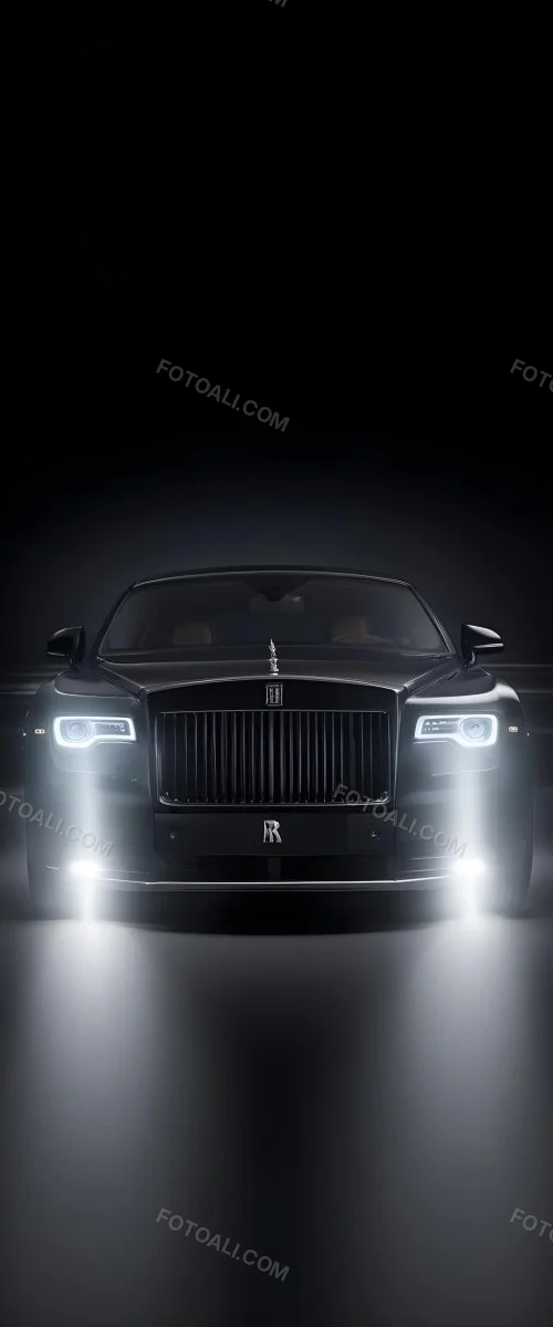 A Sleek Dark Colored Luxury Sedan With A Prominent Grille Featuring The Rolls Royce Logo Illuminated Headlights And A Minimalist Elegant Design 20 5cd0