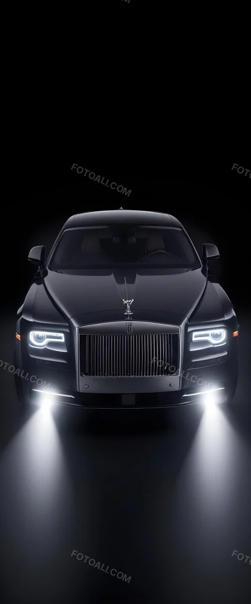 A Sleek Dark Colored Luxury Sedan With A Prominent Grille Featuring The Rolls Royce Logo Illuminated Headlights And A Minimalist Elegant Design 9 6c0c
