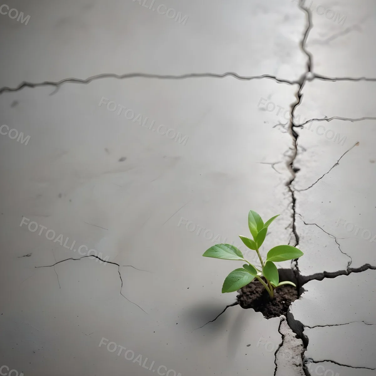 A Small Green Plant Growing Through A Crack In A Gray Concrete Surface With A Blurred Background 5 7280