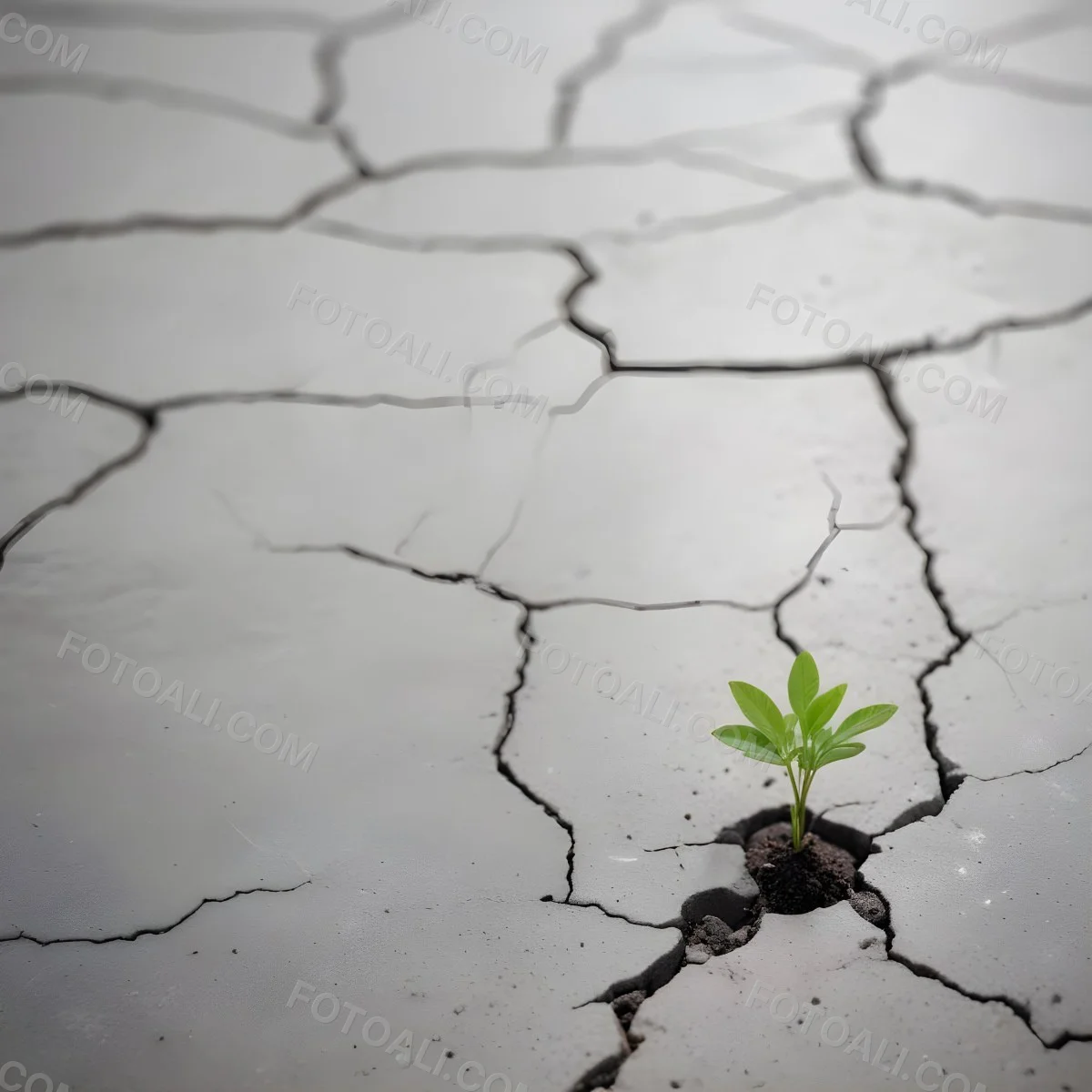 A Small Green Plant Growing Through A Crack In A Gray Concrete Surface With A Blurred Background 9 2707
