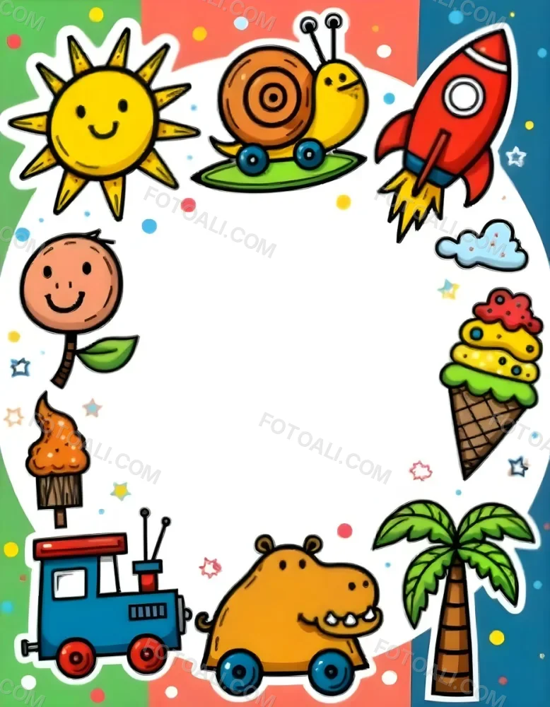 A Snail With A Blue Shell A Blue Hippo And A Rocket On A Wooden Fence With Flowers Trees And A Sun In The Background 55 288e