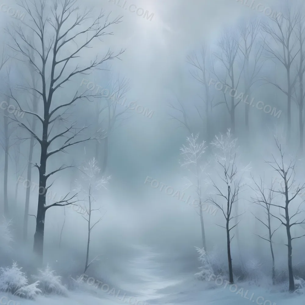 A Snowy Or Icy Background With A Light Blue Gray Color And A Slightly Textured Mottled Appearance Surrounded By A Forest Under A Bright Sunny Sky With Soft Falling Snowflakes 148 Ef98