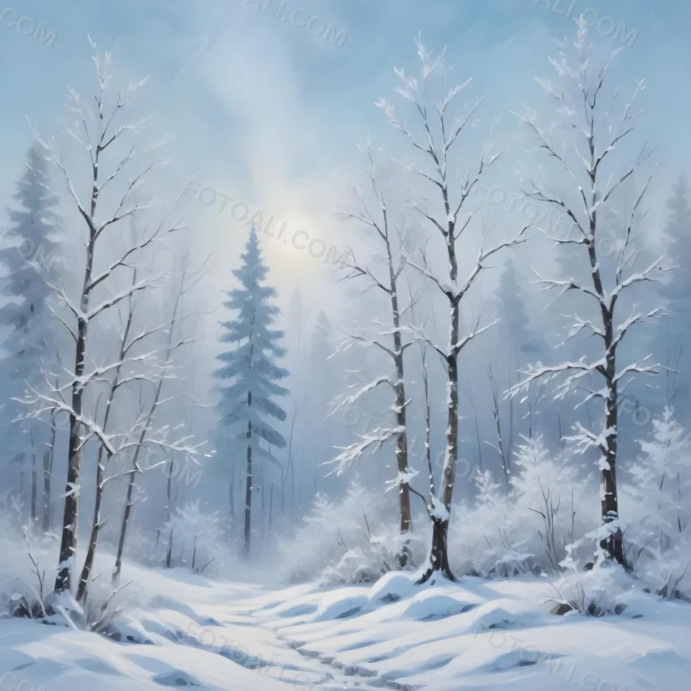 A Snowy Or Icy Background With A Light Blue Gray Color And A Slightly Textured Mottled Appearance Surrounded By A Forest Under A Bright Sunny Sky With Soft Falling Snowflakes 40 Ccce