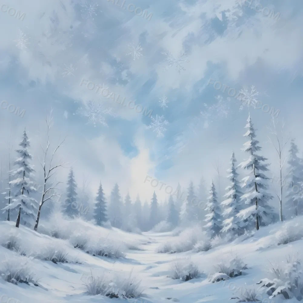 A Snowy Or Icy Background With A Light Blue Gray Color And A Slightly Textured Mottled Appearance Surrounded By A Forest Under A Bright Sunny Sky With Soft Falling Snowflakes 93 Ae34