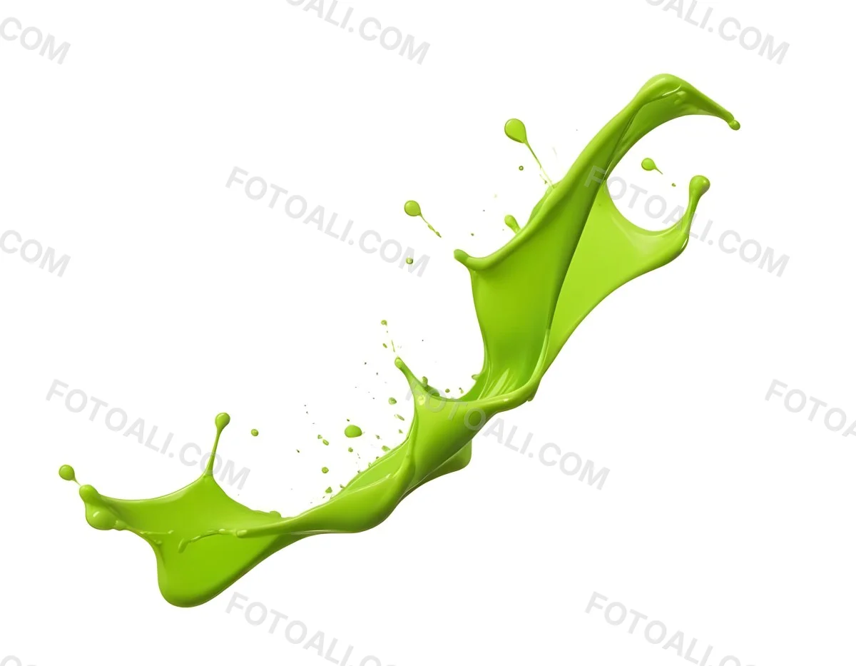 A Splash Of Vibrant Green Paint Frozen In Mid Air Creating Dynamic Curves And Droplets Against A Stark Green Background 11 6865