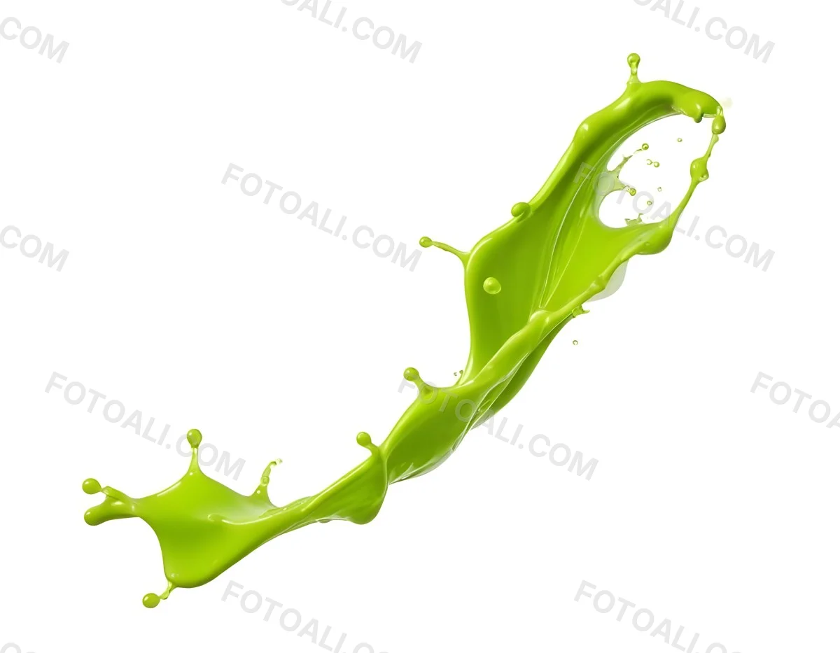A Splash Of Vibrant Green Paint Frozen In Mid Air Creating Dynamic Curves And Droplets Against A Stark Green Background 7 Aa9b