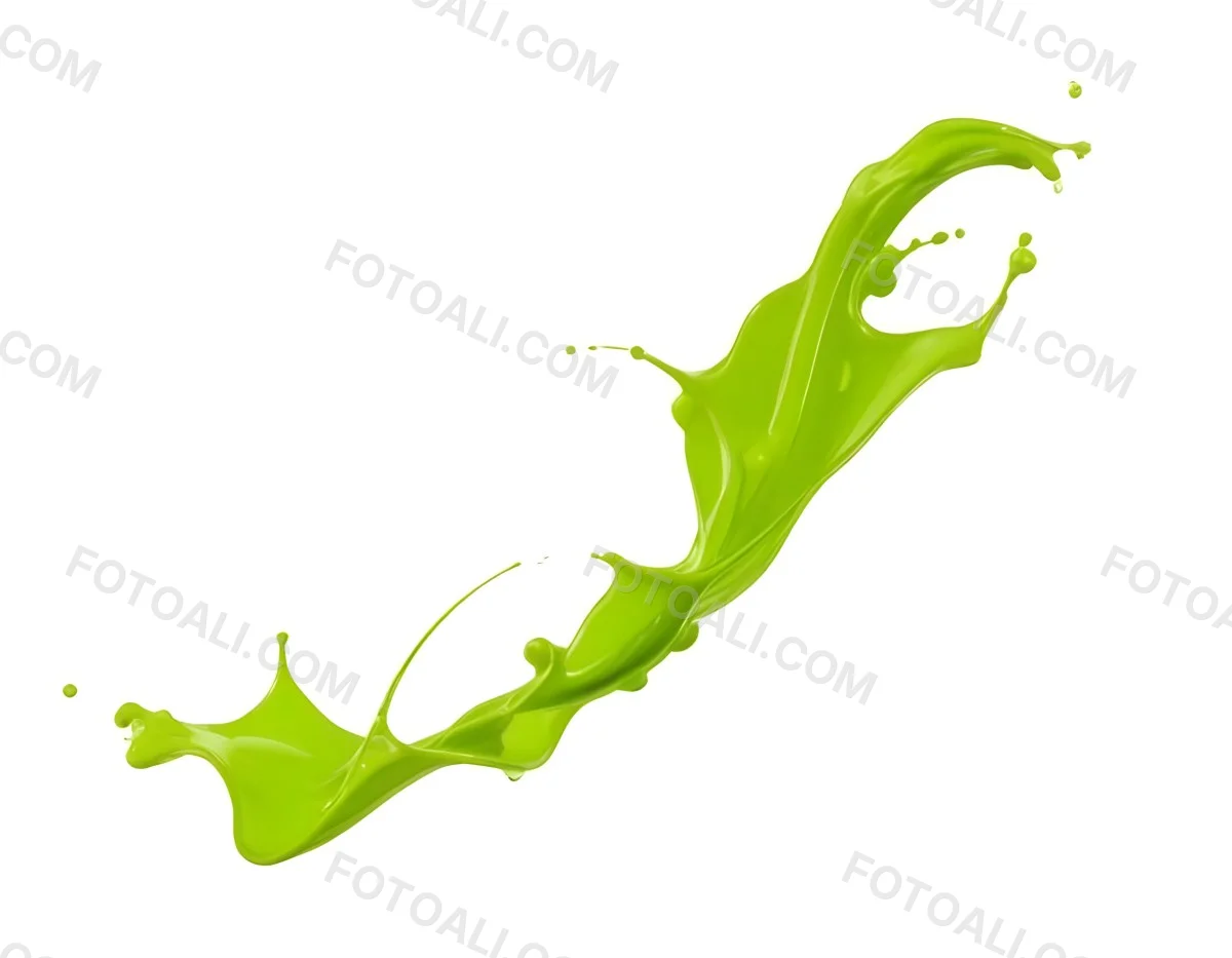 A Splash Of Vibrant Green Paint Frozen In Mid Air Creating Dynamic Curves And Droplets Against A Stark Green Background 9 89f6