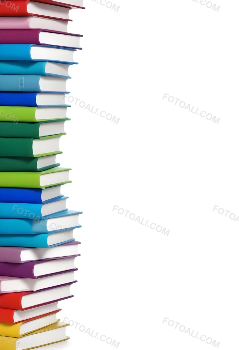A Stack Of Colorful Books In Shades Of Blue Green And Purple Against A White Background 22 1948