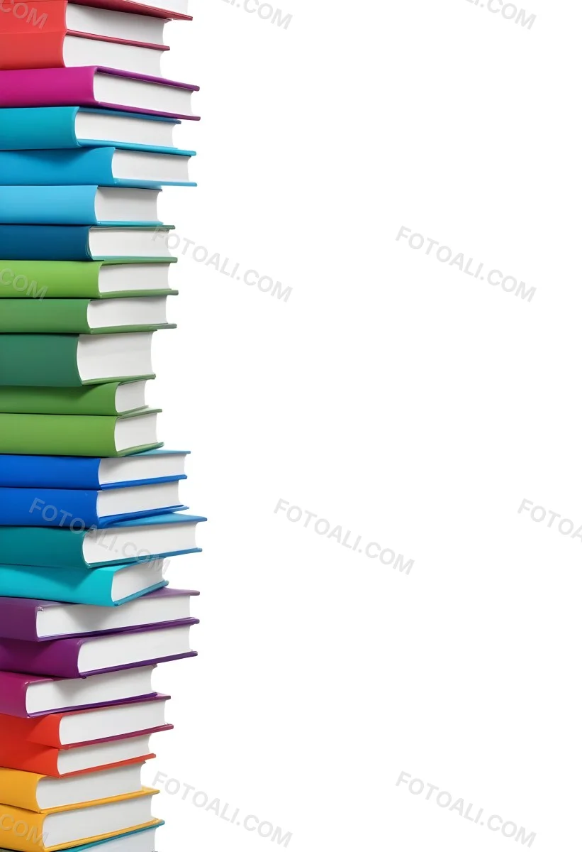 A Stack Of Colorful Books In Shades Of Blue Green And Purple Against A White Background 36 3978