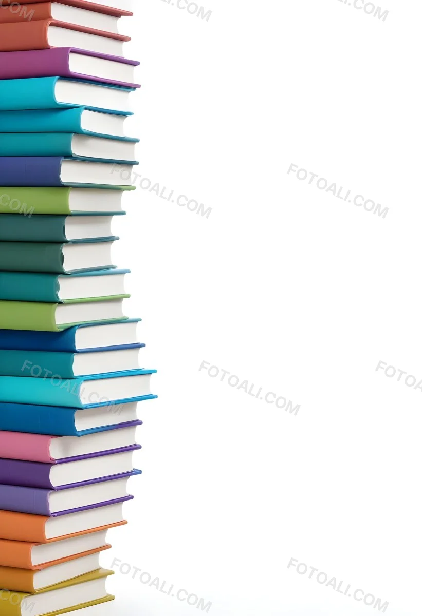 A Stack Of Colorful Books In Shades Of Blue Green And Purple Against A White Background 5 65cc
