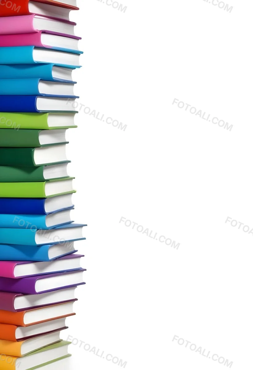 A Stack Of Colorful Books In Shades Of Blue Green And Purple Against A White Background 6 Dd0b