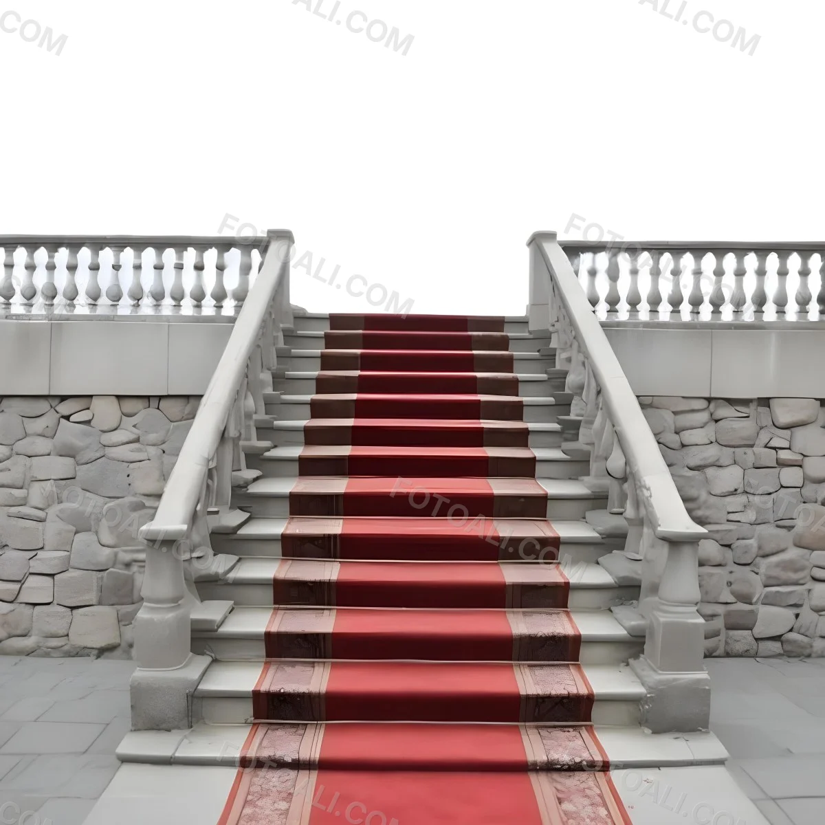 A Stone Staircase With A Red Carpet 13 019e