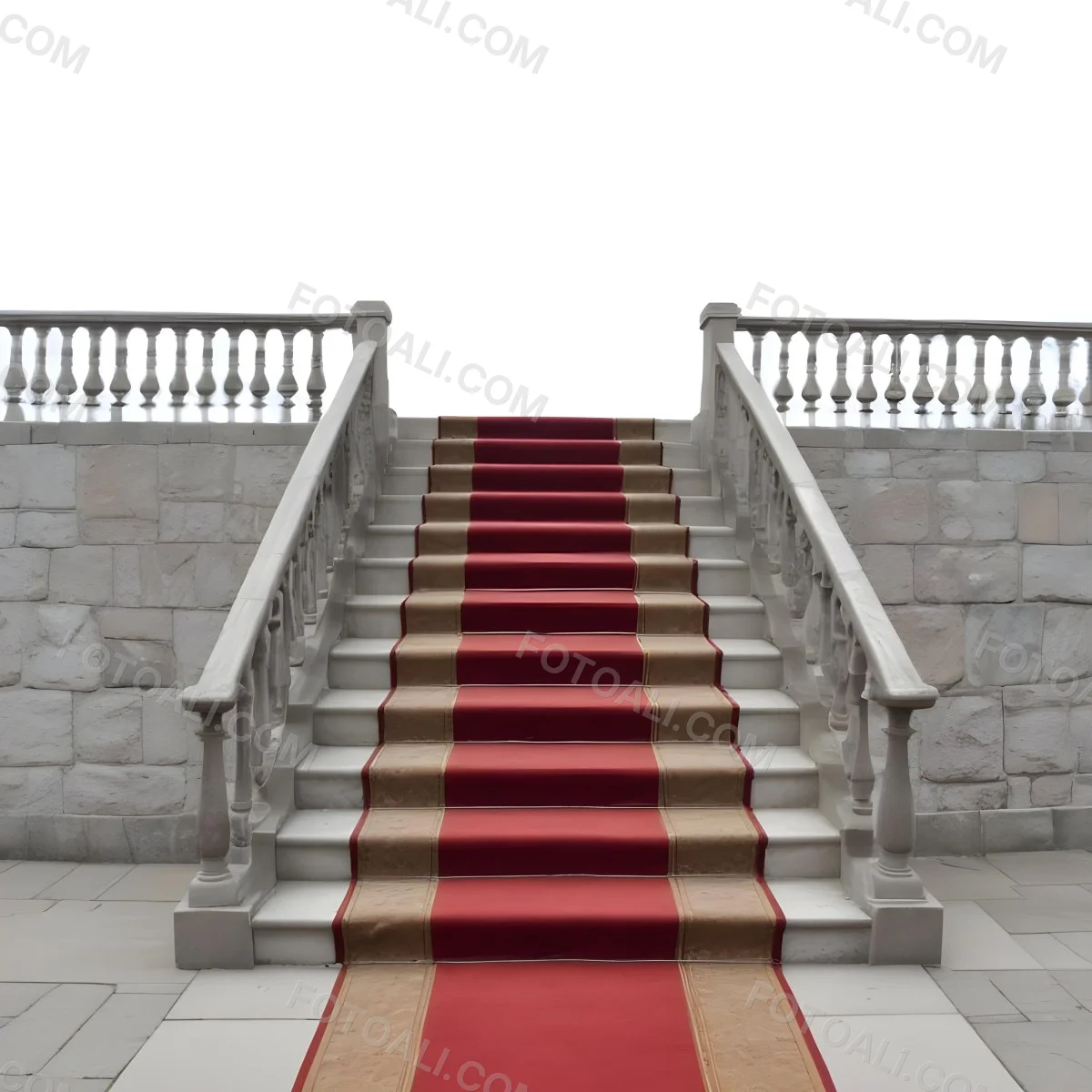 A Stone Staircase With A Red Carpet 15 3f68