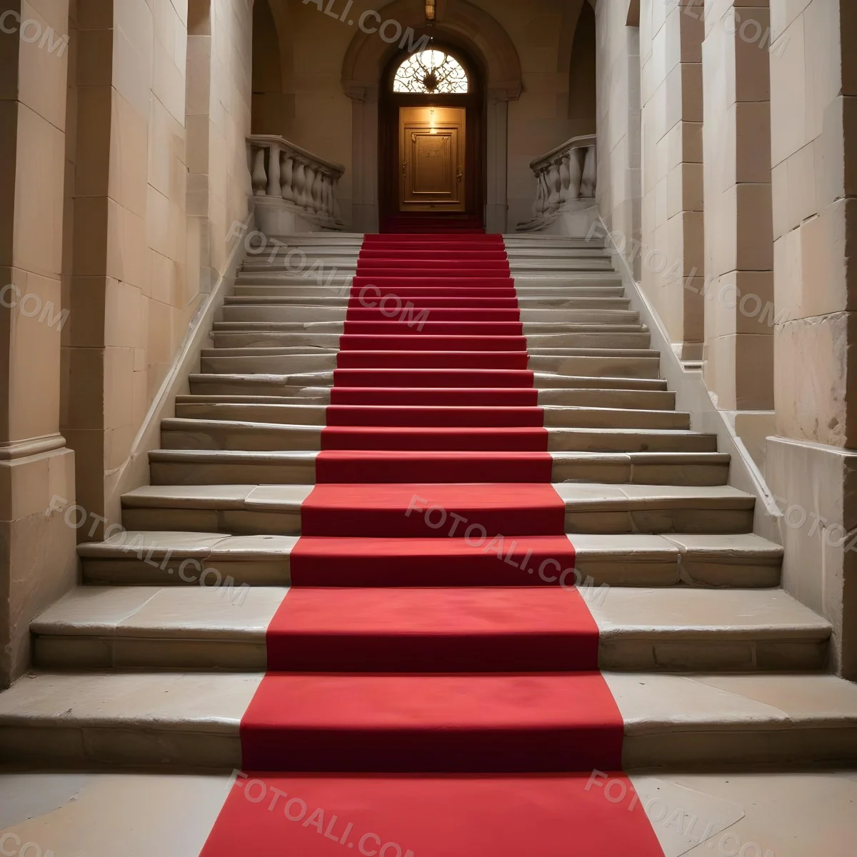A Stone Staircase With A Red Carpet 3 16ca