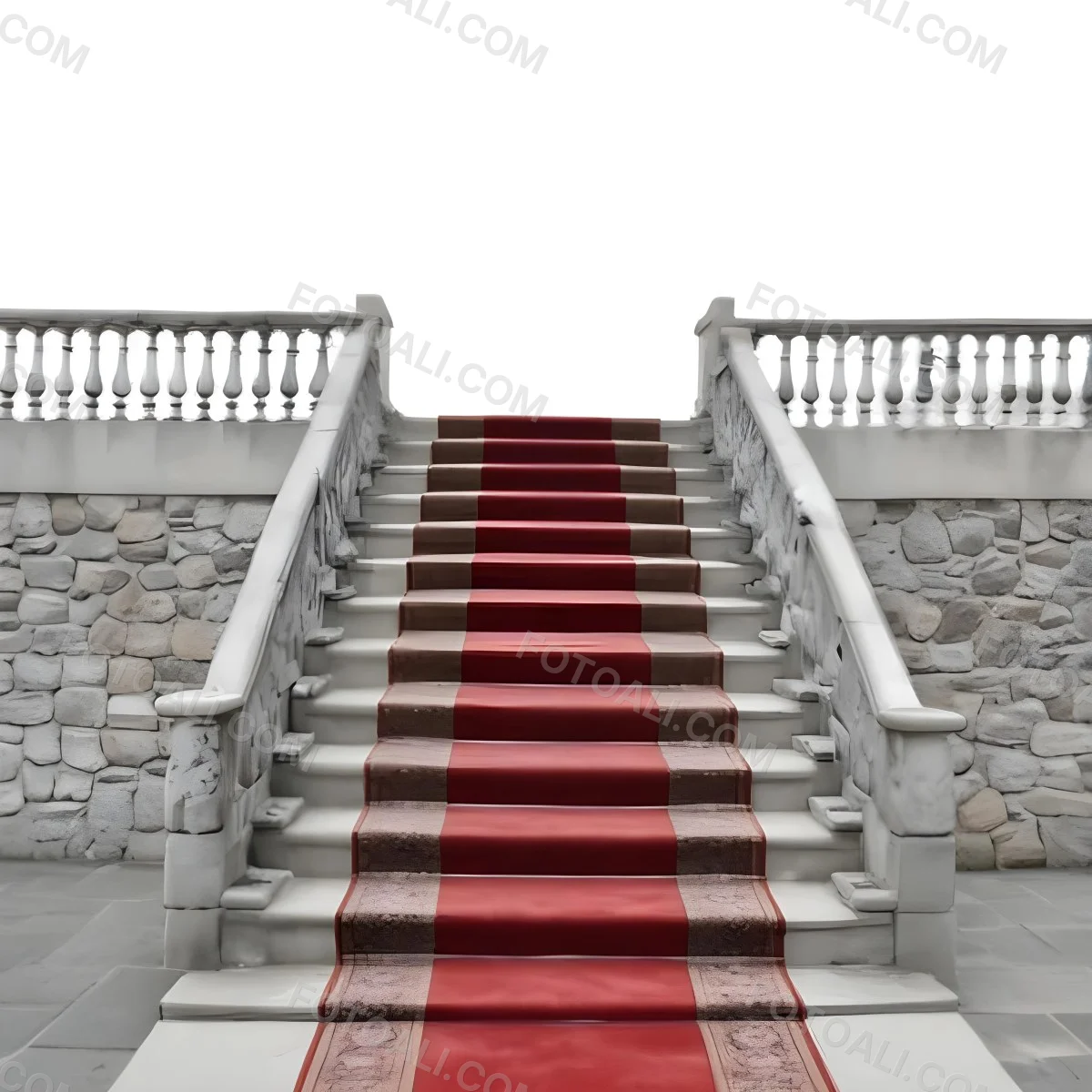 A Stone Staircase With A Red Carpet 7 4854