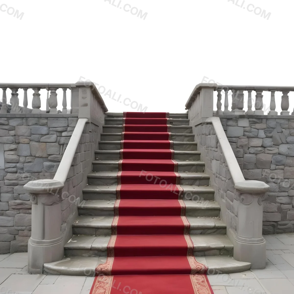 A Stone Staircase With A Red Carpet 9 0a49