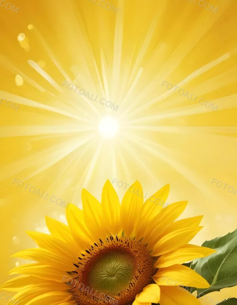 A Sunflower With Yellow Petals And A Yellow Center Bright Yellow Background With Bokeh Effect And Light Rays 11 3f5f