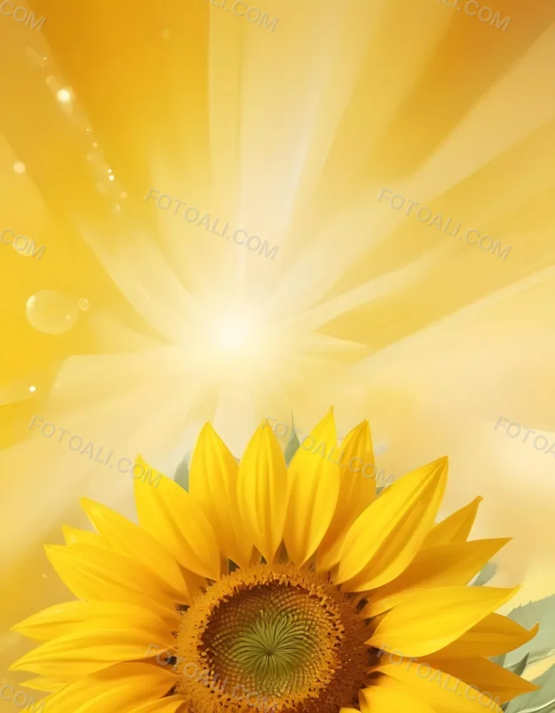 A Sunflower With Yellow Petals And A Yellow Center Bright Yellow Background With Bokeh Effect And Light Rays 16 52b3