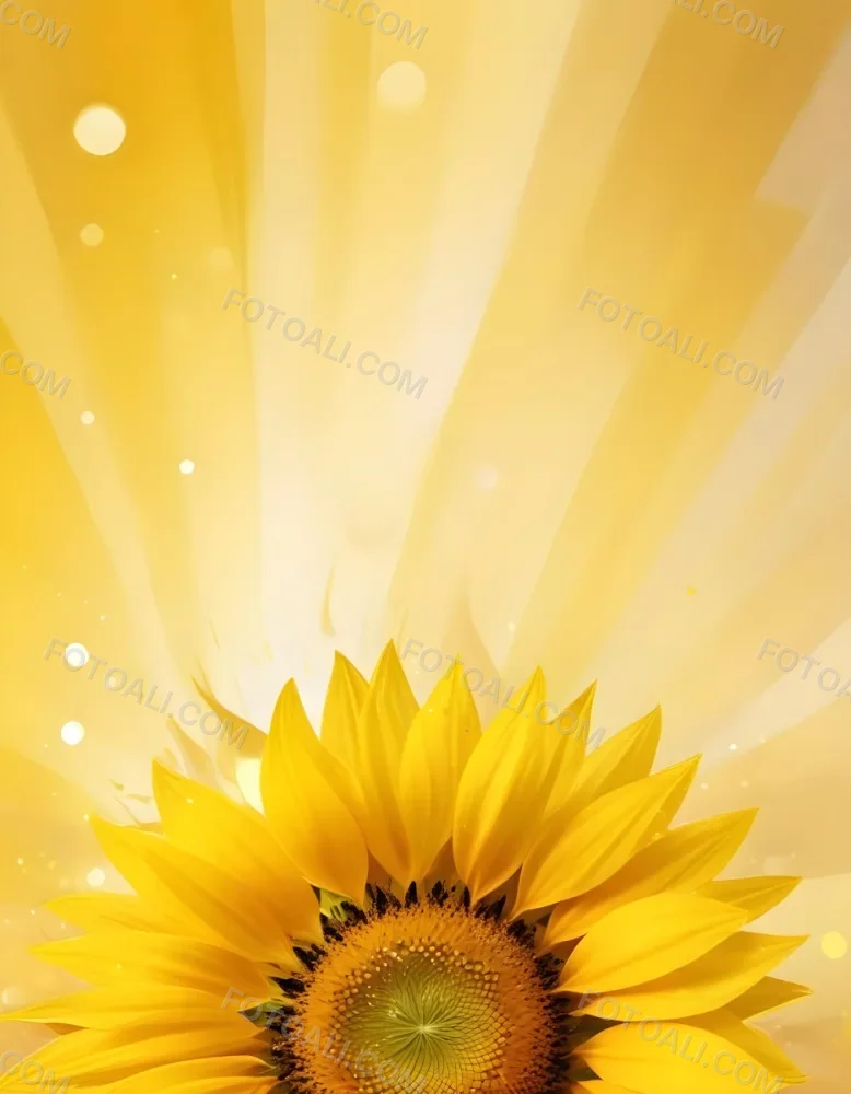 A Sunflower With Yellow Petals And A Yellow Center Bright Yellow Background With Bokeh Effect And Light Rays 17 1efa