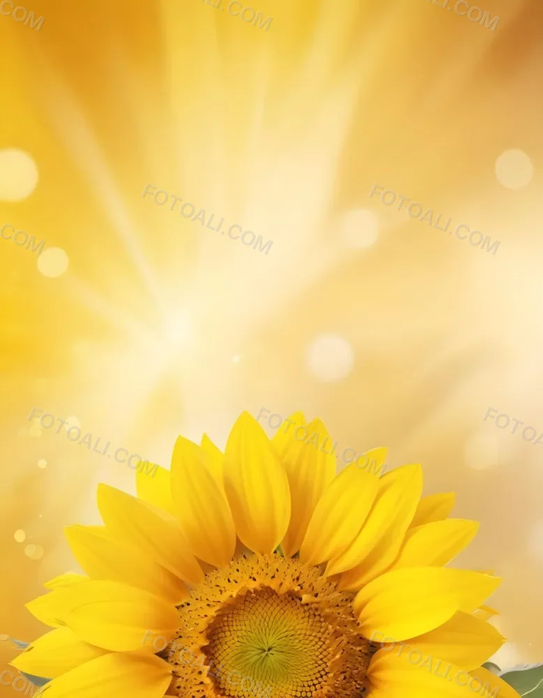 A Sunflower With Yellow Petals And A Yellow Center Bright Yellow Background With Bokeh Effect And Light Rays 35 Db9c