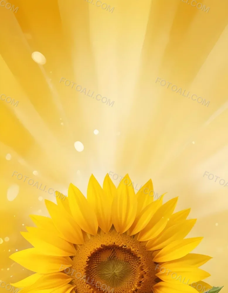 A Sunflower With Yellow Petals And A Yellow Center Bright Yellow Background With Bokeh Effect And Light Rays 4 40f7