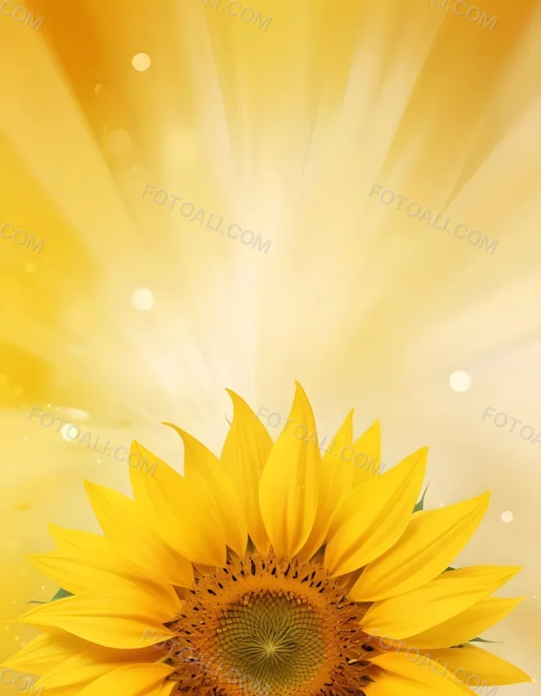 A Sunflower With Yellow Petals And A Yellow Center Bright Yellow Background With Bokeh Effect And Light Rays 6 C8f0