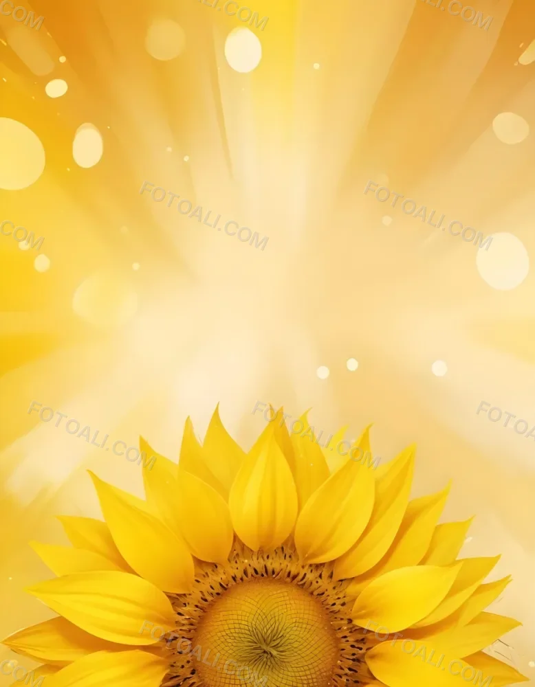 A Sunflower With Yellow Petals And A Yellow Center Bright Yellow Background With Bokeh Effect And Light Rays 8 3083