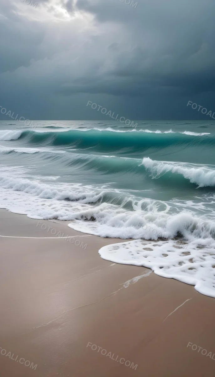 A Sunny Day At The Beach With A Clear Blue Sky Bright Sun And Calm Turquoise Waters A Cloudy Evening With Stormy Gray Skies And Rough Waves 6 Ba87