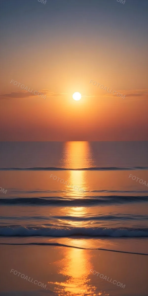 A Sunset Over The Ocean The Sky Is A Gradient Of Blue Orange And Yellow The Sun Is Setting On The Horizon 15 A062