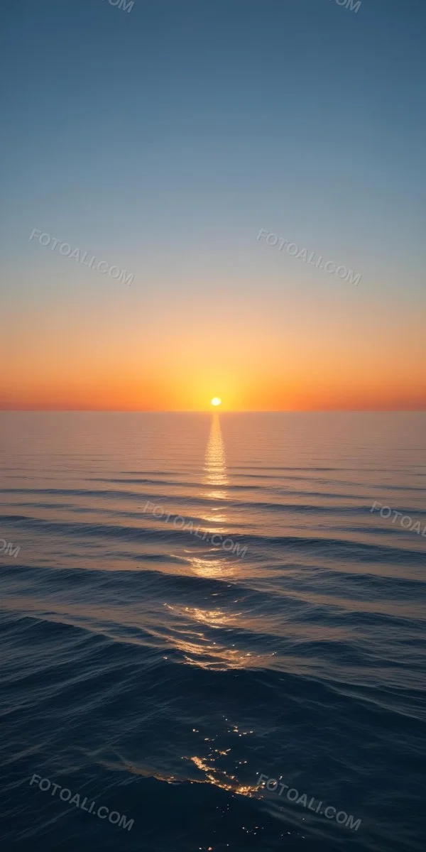 A Sunset Over The Ocean The Sky Is A Gradient Of Blue Orange And Yellow The Sun Is Setting On The Horizon 18 E6e5