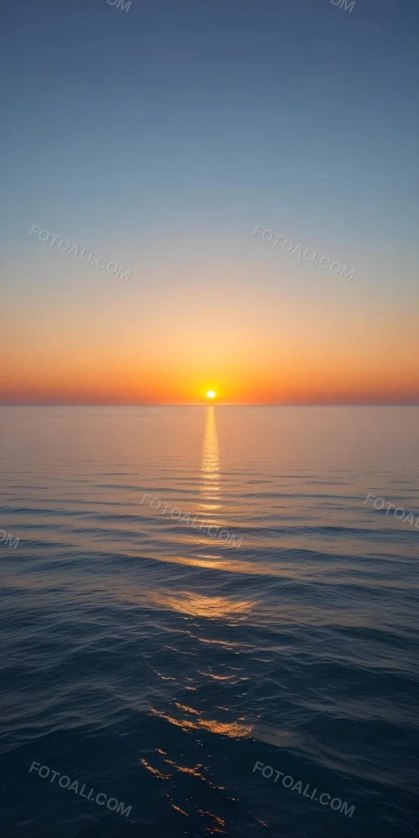 A Sunset Over The Ocean The Sky Is A Gradient Of Blue Orange And Yellow The Sun Is Setting On The Horizon 22 77c8