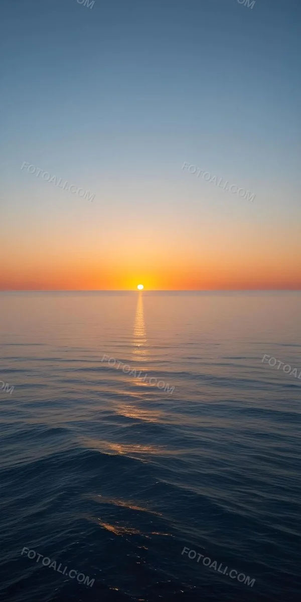 A Sunset Over The Ocean The Sky Is A Gradient Of Blue Orange And Yellow The Sun Is Setting On The Horizon 9 C51e