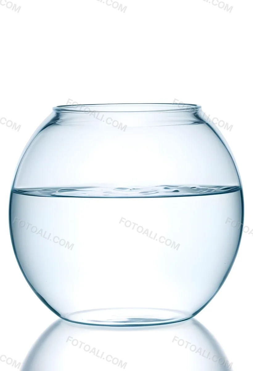A Transparent Glass Fishbowl Filled Halfway With Clear Water Set Against A Plain White Background Showcasing The Simple Elegance Of The Container And Its Contents 21 1403