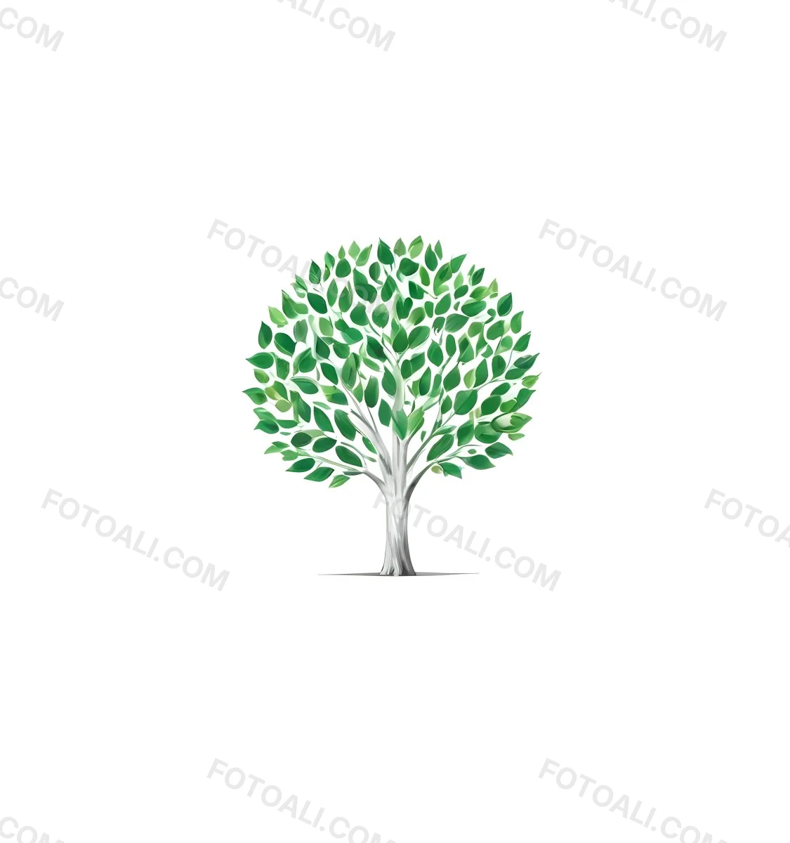 A Tree With A White Trunk And Green Leaves The Leaves Are Arranged In A Circular Pattern The Background Is White The Style Is Simple And Clean 23 Ad4a