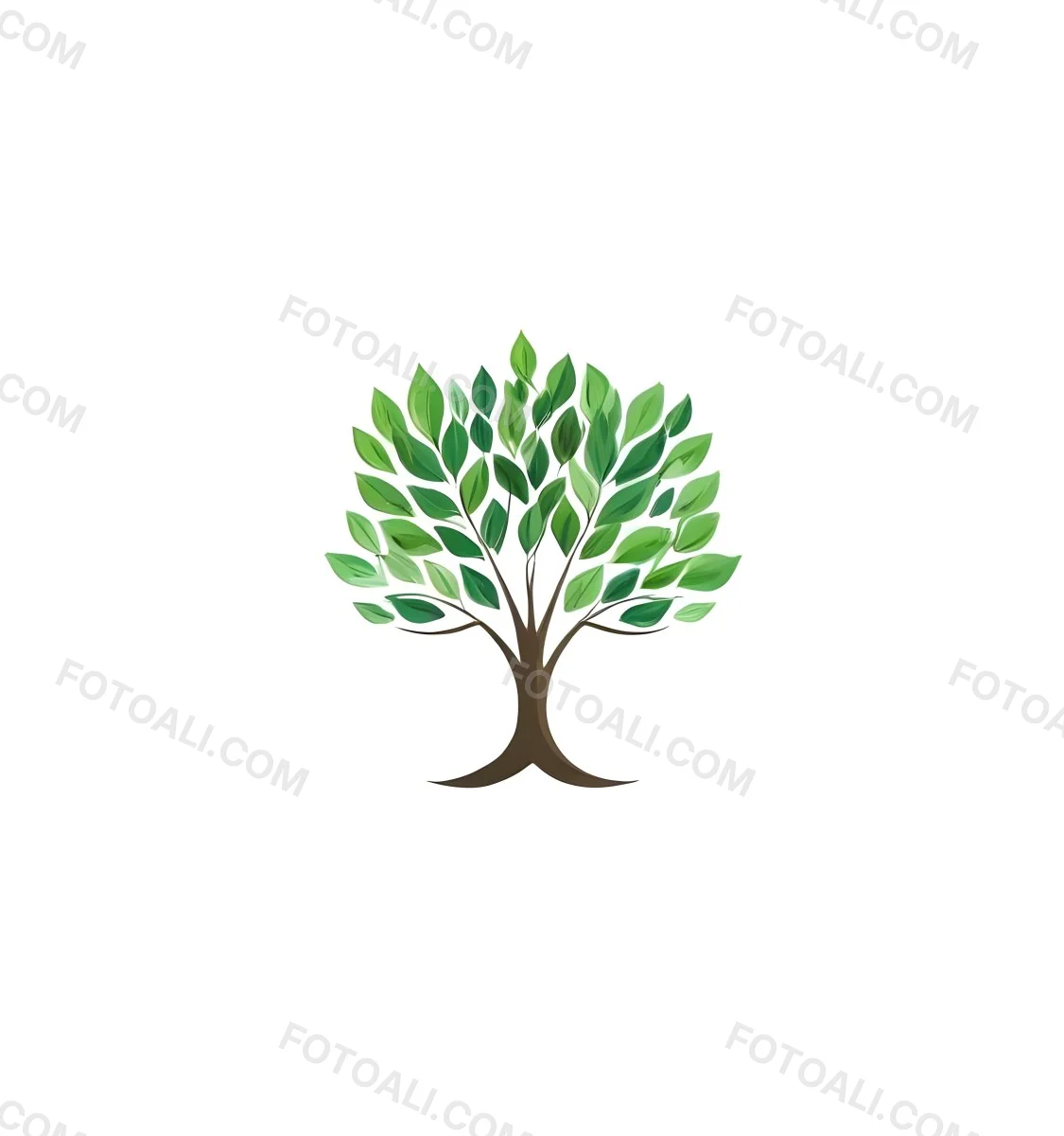 A Tree With A White Trunk And Green Leaves The Leaves Are Arranged In A Circular Pattern The Background Is White The Style Is Simple And Clean 25 7445