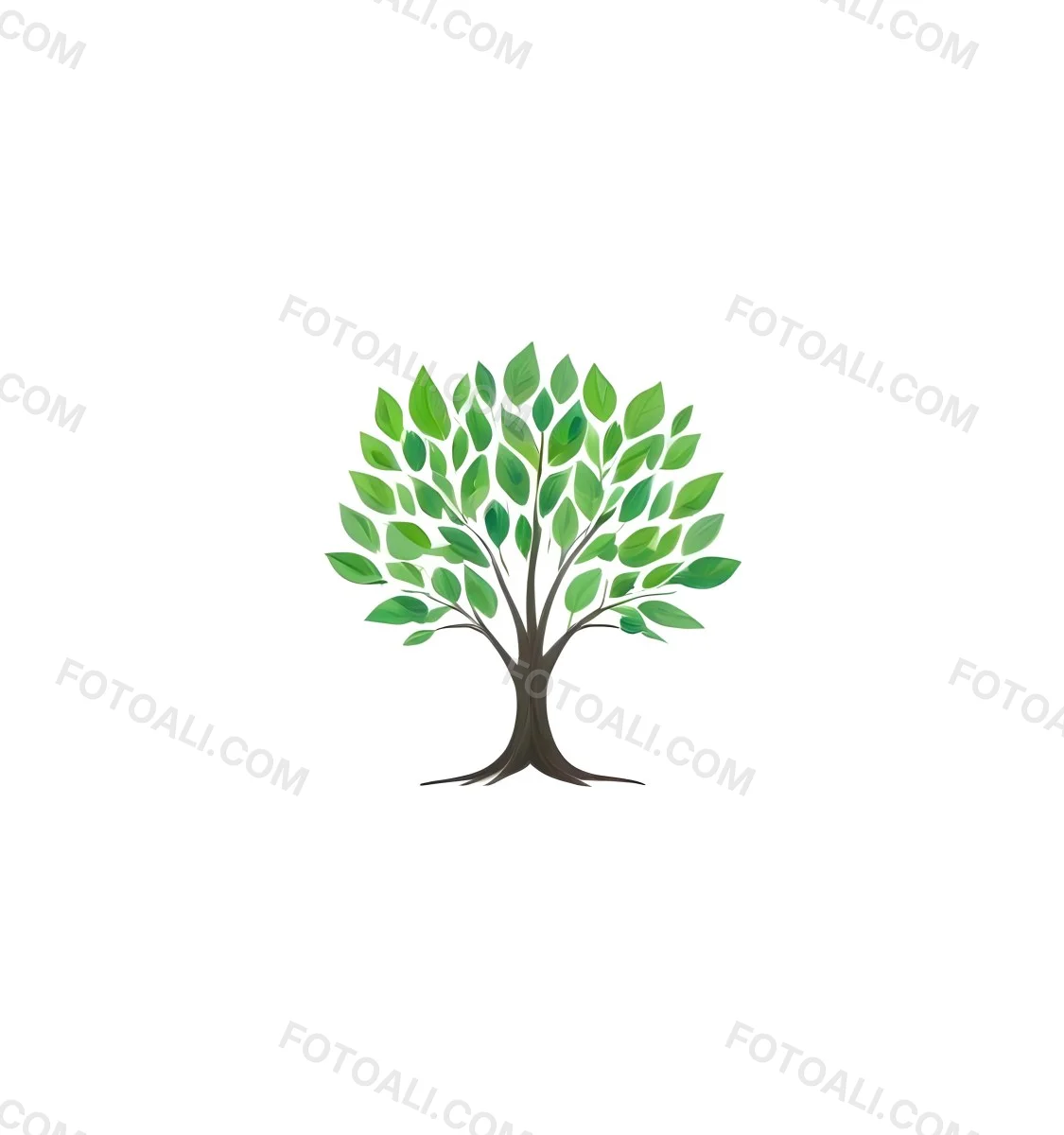 A Tree With A White Trunk And Green Leaves The Leaves Are Arranged In A Circular Pattern The Background Is White The Style Is Simple And Clean 28 4160