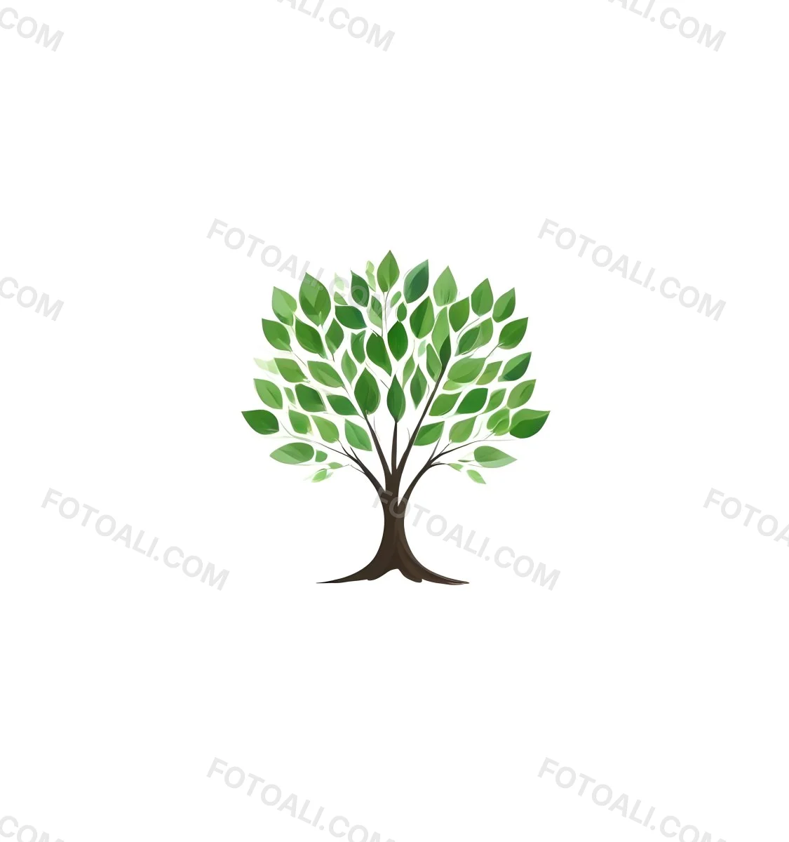 A Tree With A White Trunk And Green Leaves The Leaves Are Arranged In A Circular Pattern The Background Is White The Style Is Simple And Clean 29 326d