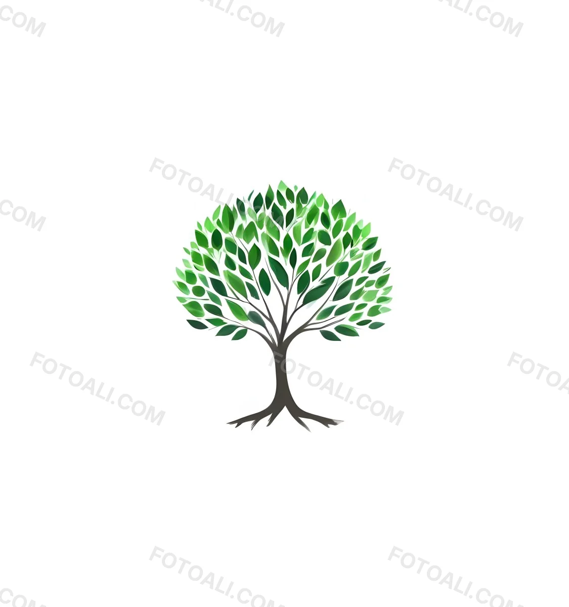 A Tree With A White Trunk And Green Leaves The Leaves Are Arranged In A Circular Pattern The Background Is White The Style Is Simple And Clean 30 Bf3f