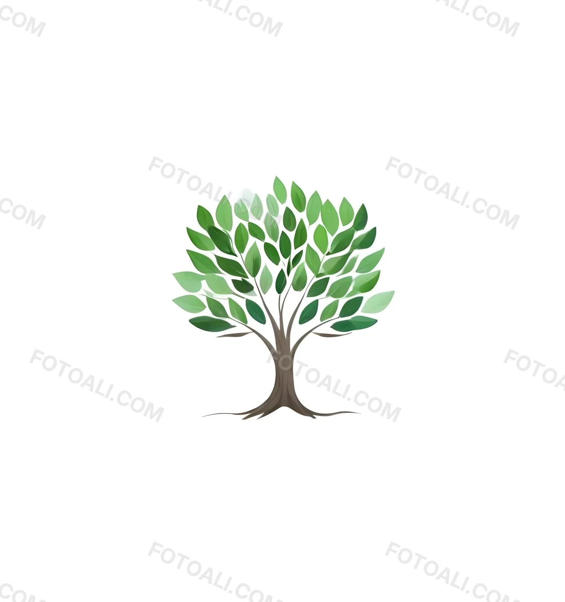 A Tree With A White Trunk And Green Leaves The Leaves Are Arranged In A Circular Pattern The Background Is White The Style Is Simple And Clean 31 53af