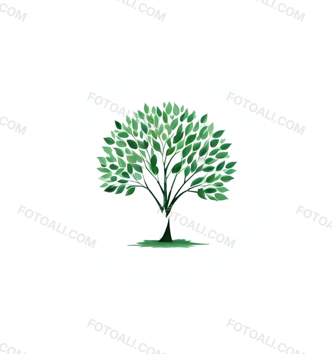 A Tree With A White Trunk And Green Leaves The Leaves Are Arranged In A Circular Pattern The Background Is White The Style Is Simple And Clean 35 Abb6