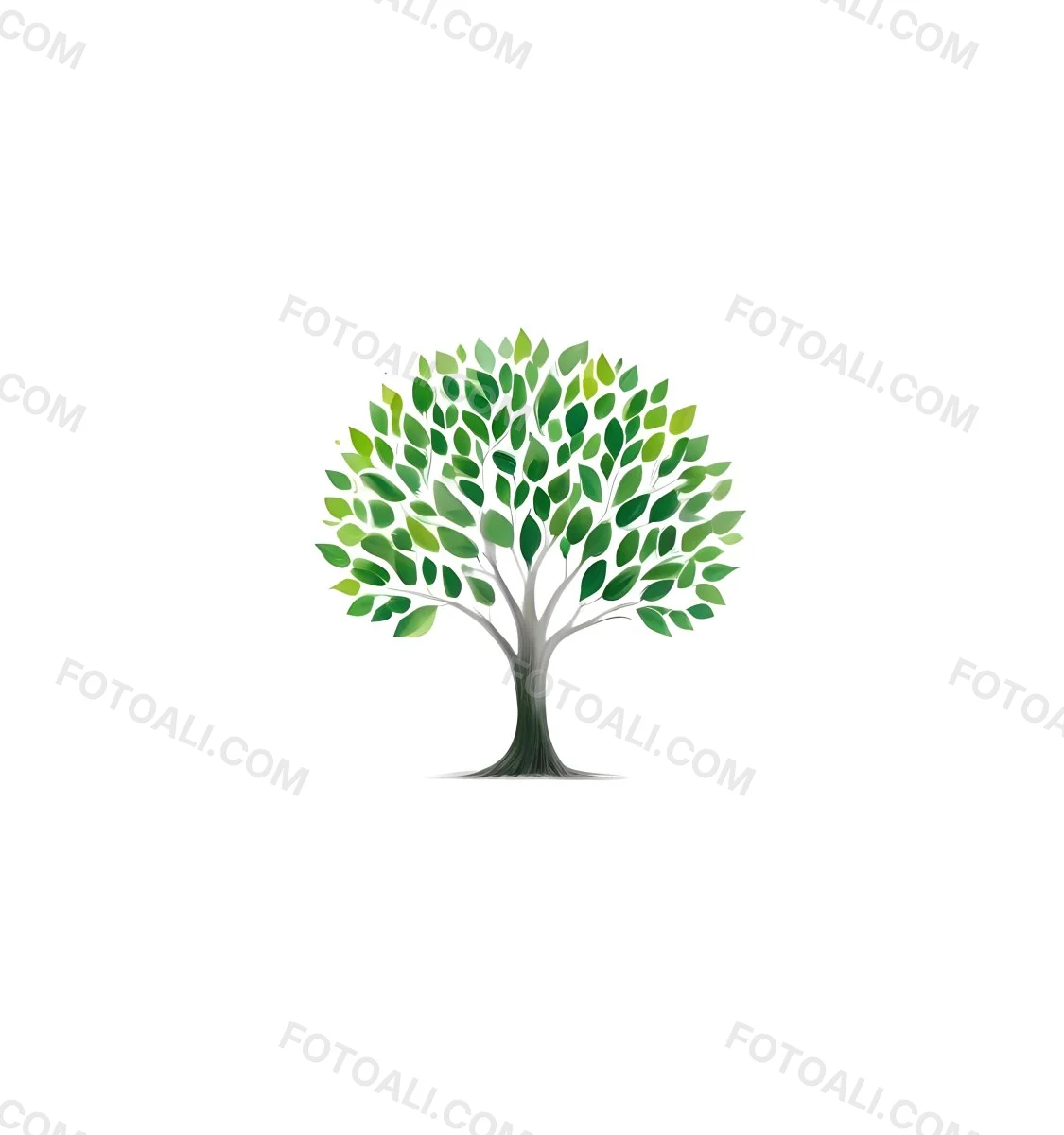 A Tree With A White Trunk And Green Leaves The Leaves Are Arranged In A Circular Pattern The Background Is White The Style Is Simple And Clean 44 66c8