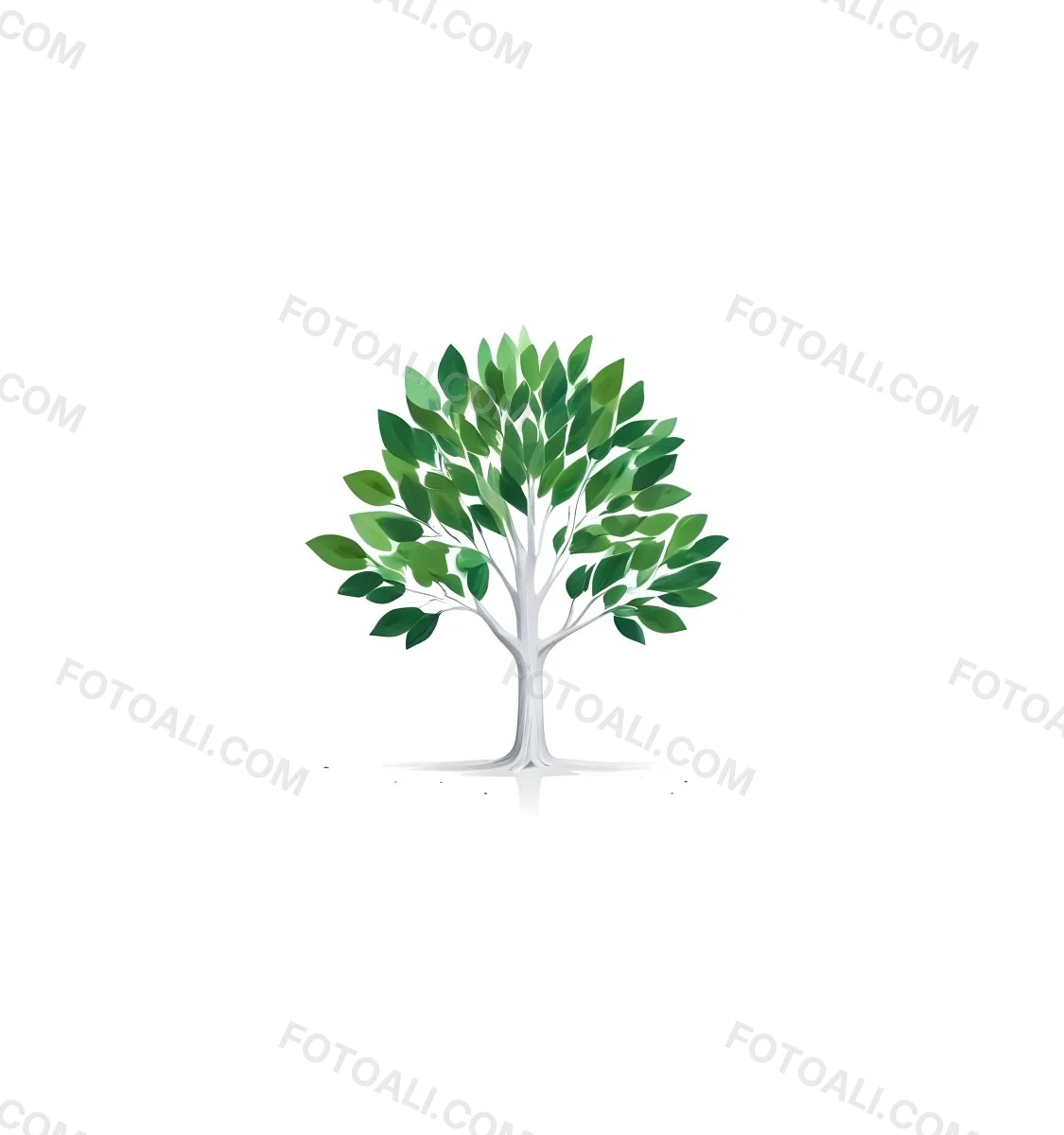 A Tree With Green Leaves And A White Trunk Isolated On A White Background Minimalist Design Nature Inspired Clean Lines Vibrant Colors Eco Friendly Concept 128 336d