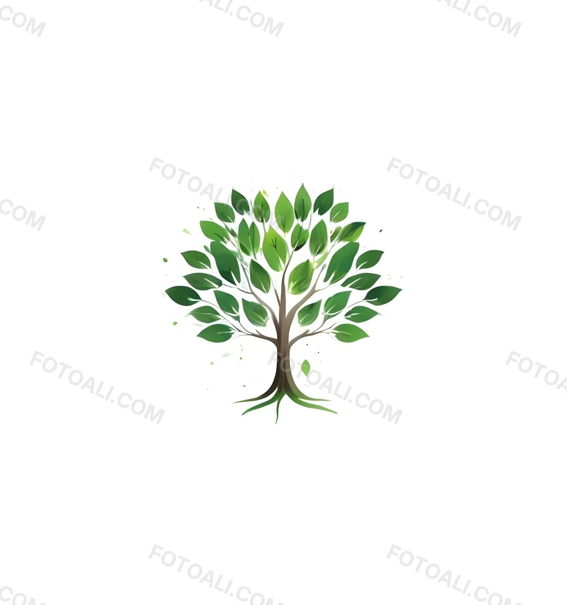 A Tree With Green Leaves And A White Trunk Isolated On A White Background Minimalist Design Nature Inspired Clean Lines Vibrant Colors Eco Friendly Concept 210 7a19