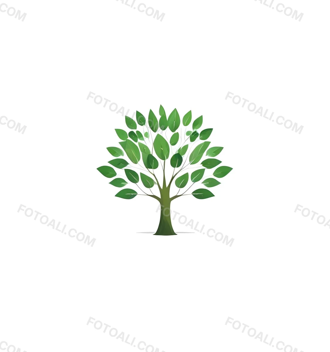 A Tree With Green Leaves And A White Trunk Isolated On A White Background Minimalist Design Nature Inspired Clean Lines Vibrant Colors Eco Friendly Concept 215 301e