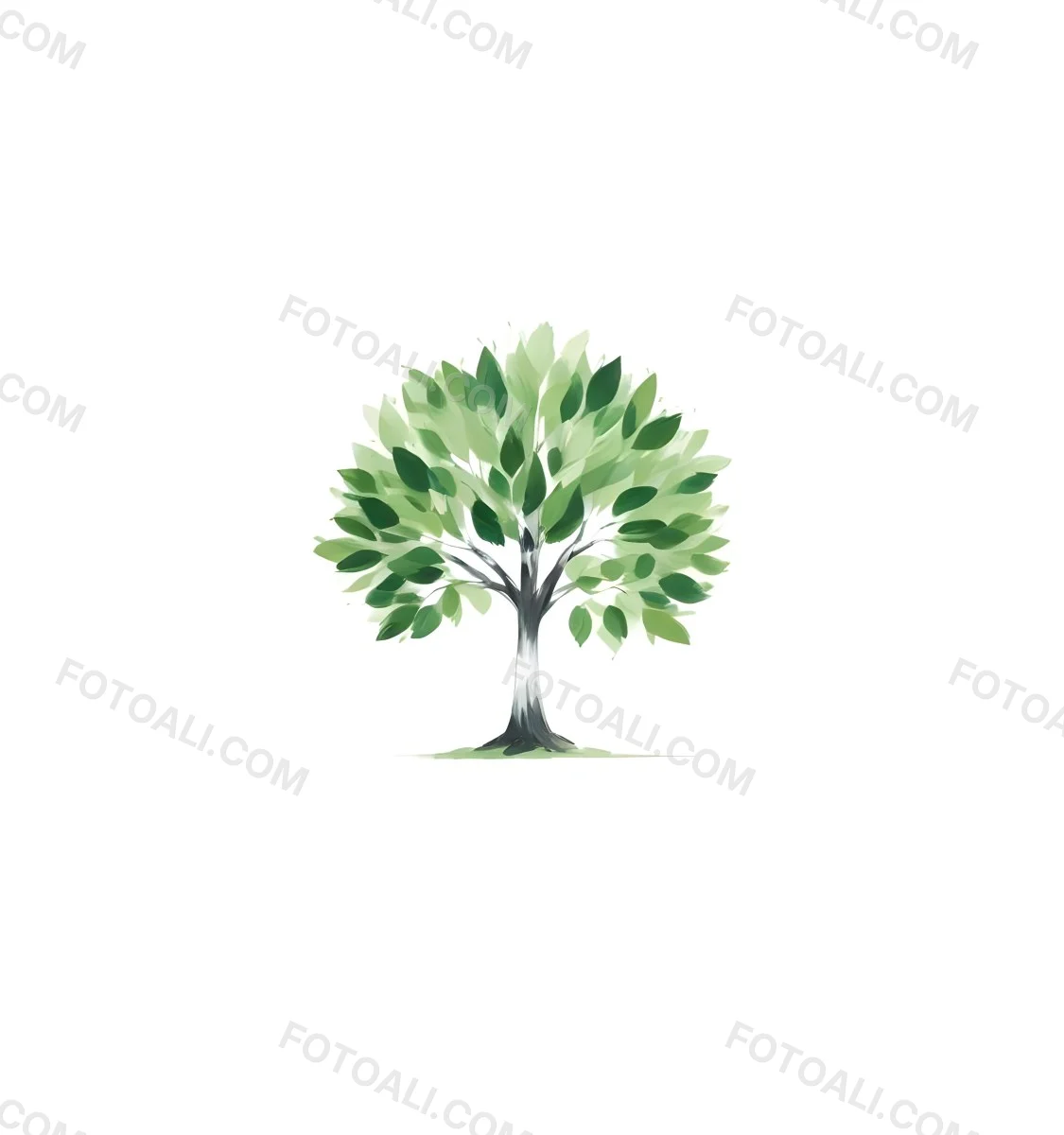 A Tree With Green Leaves And A White Trunk Isolated On A White Background Minimalist Design Nature Inspired Clean Lines Vibrant Colors Eco Friendly Concept 235 46c3