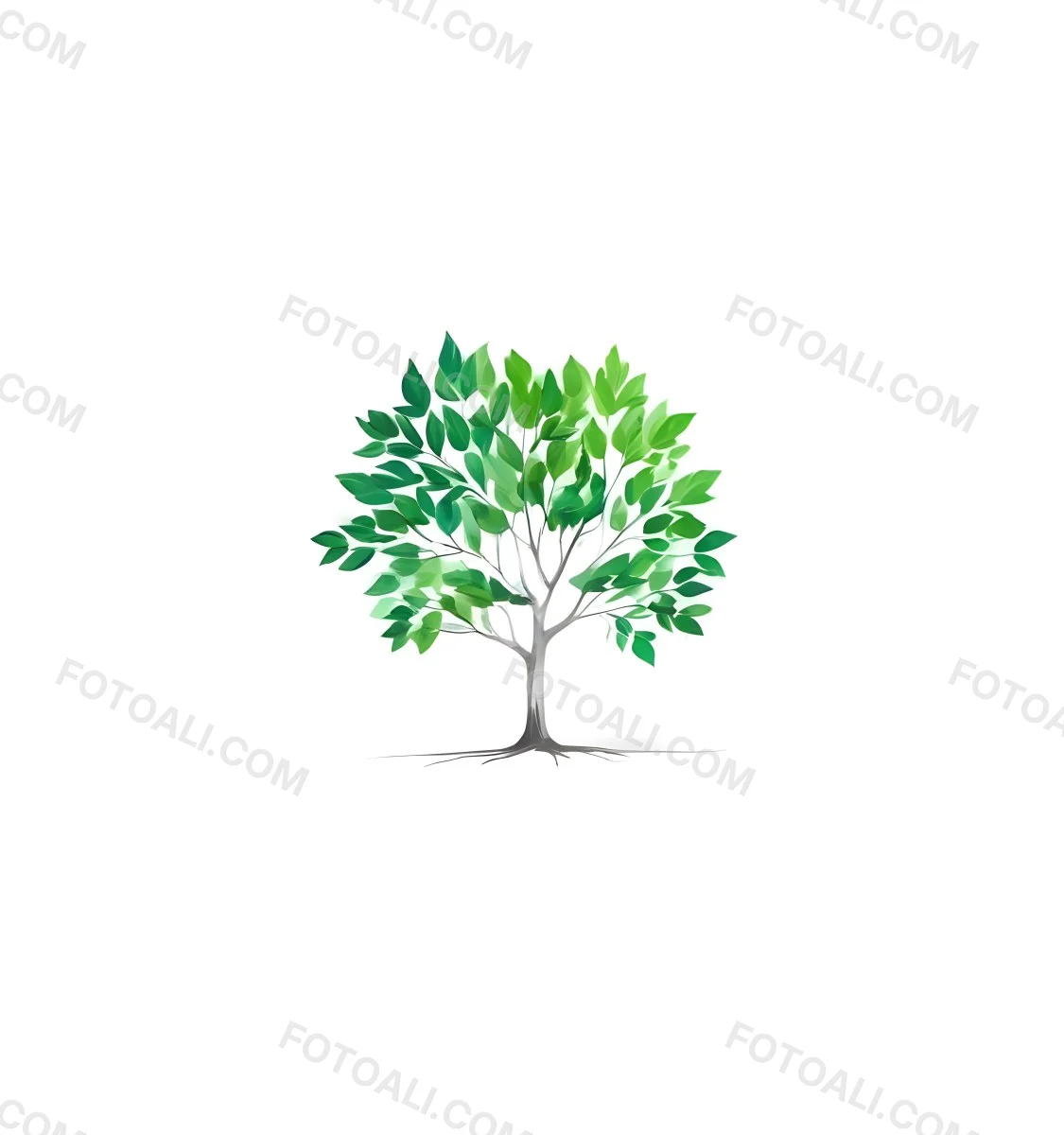 A Tree With Green Leaves And A White Trunk Isolated On A White Background Minimalist Design Nature Inspired Clean Lines Vibrant Colors Eco Friendly Concept 241 93b4