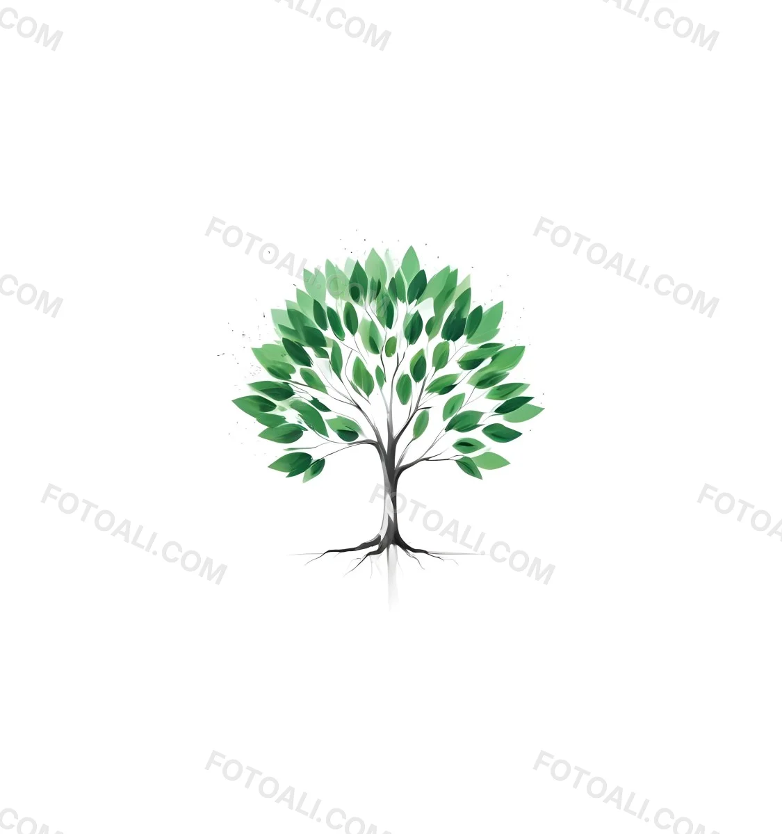 A Tree With Green Leaves And A White Trunk Isolated On A White Background Minimalist Design Nature Inspired Clean Lines Vibrant Colors Eco Friendly Concept 249 B1dc